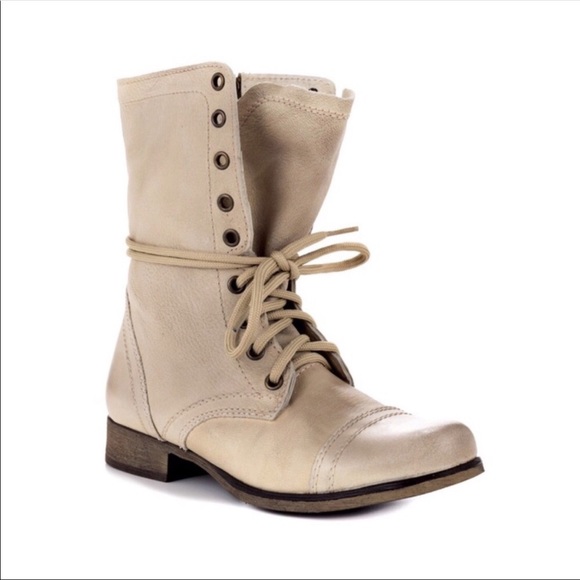 Steve Madden Shoes - Cream Steve Madden Leather Troopa Combat Boots